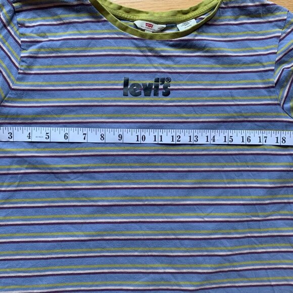 Levi’s Women’s Striped Reverse Logo Tee | Blue Green Purple | Size XL - Picture 6 of 8